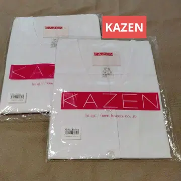 새상품 KAZEN 여자 카라 없는 요리복 반팔 L 사이즈 흰 옷 화이트