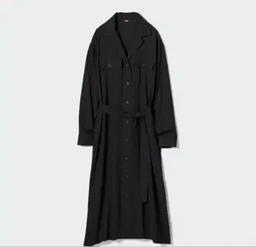 미사용 택 포함 유니클로 UV 차단 셔츠 원피스 블랙 L