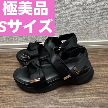 RANDA 란다 개더 벨트 스포츠 샌들 블랙 검정 통굽 샌들