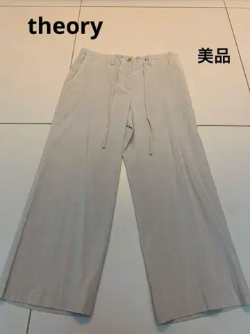 새상품급! 띠어리 리넨 혼방 팬츠 가우초 크롭 와이드 P 베이지