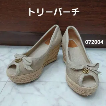 트리버치. 베이지 오픈토 웨지솔 신발 6B