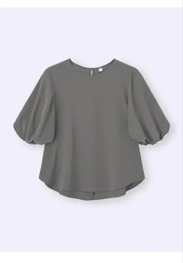 새상품 GU 버블 슬리브 블라우스(5부 소매) 그레이 2XL