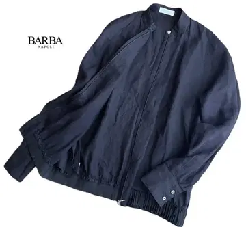 고급 BARBA 바르바 린넨 100% 블루종 자켓 38 네이비