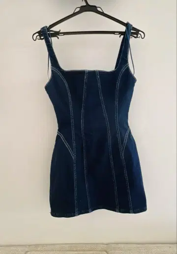 ZARA 다크 블루 슬리브리스 튜닉 길이 미니 원피스 M