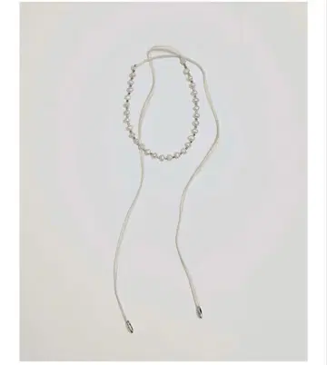 todayful Pearl Ribbon Choker 에크루 목걸이