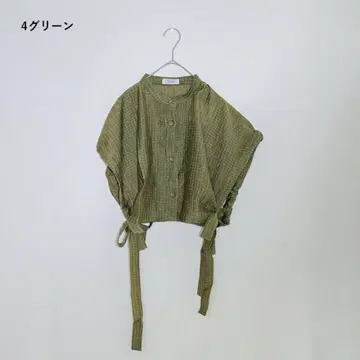 AgAwd 셔링 블라우스 그린 FREE
