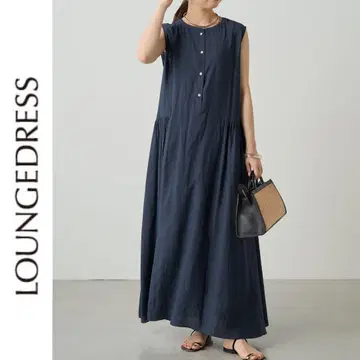 새상품 Loungedress 스키퍼 슬리브리스 개더 원피스 네이비 S