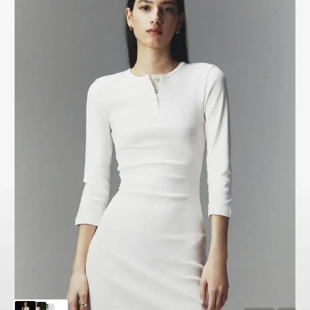 GLOWNY | 글로니 Glowny 3/4 Button Fly Mini Dress (Onepiece