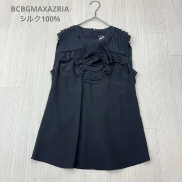 BCBGMAXAZRIA 슬리브리스 실크 블라우스 블랙 XS