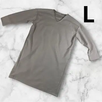여성용 V넥 롱 원피스 베이지 L