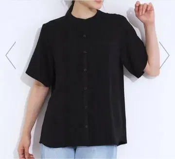 슈라루 블라우스 반팔 블랙 검정 레이스 절개 반팔 블라우스 레이스 S