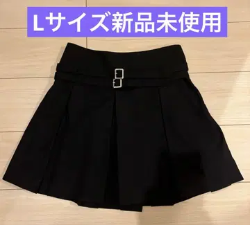 플리츠 스커트 인 팬티 블랙 벨트 포함