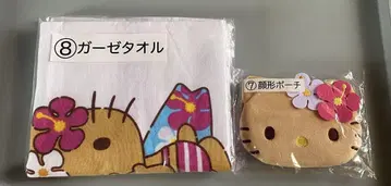 산리오 복권 일광화상 키티 거즈 타월 얼굴 모양 파우치