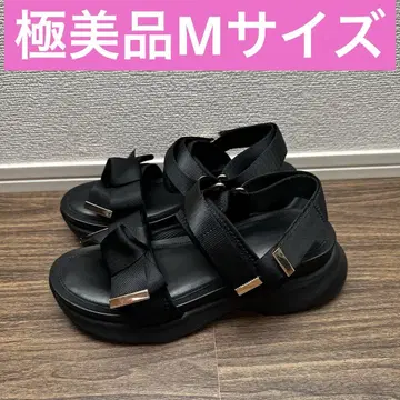 RANDA 란다 개더 벨트 스포츠 샌들 블랙 검정 통굽 샌들