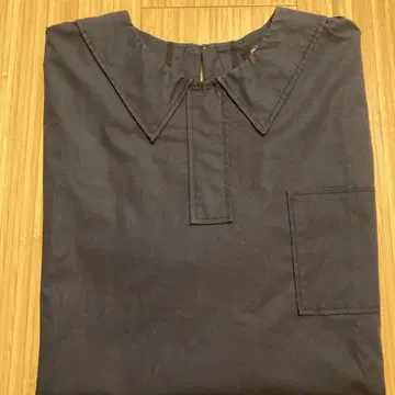 미즈이로 인드 셔츠 라이크 컬러 숏 풀오버 네이비 F