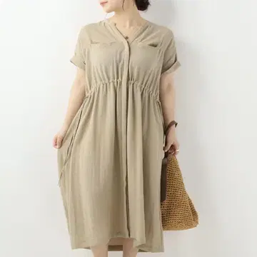 심플리시떼 허리 마크 프렌치 원피스 베이지
