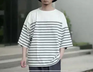 무지 라보 두꺼운 실 5부 소매 풀오버 카키