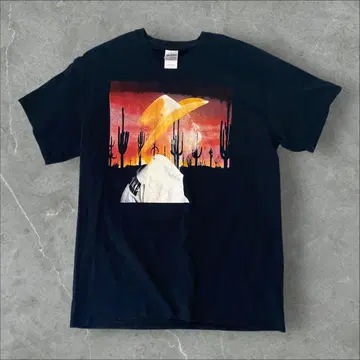 석양에 물든 카우보이 티셔츠 ART Design 사막 선인장