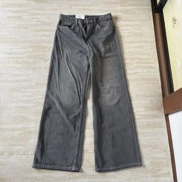H&M 그레이 와이드 데님 팬츠 울트라 하이 웨스트