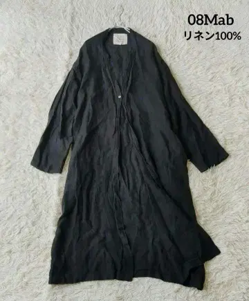 08Mab 08맵 롱 코트 린넨 100% 겉옷 블랙 F