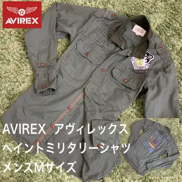 AVIREX 아비렉스 밀리터리 긴팔 셔츠 남성용 M 올리브