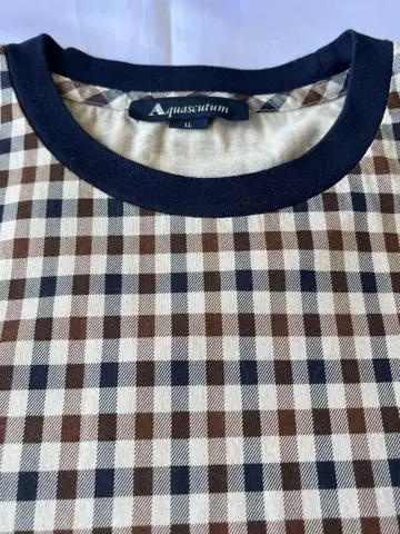 Aquascutum 아쿠아 스큐텀 티셔츠 스테디셀러 클럽 체크 무늬