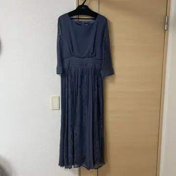 POURVOUS 다크 블루 긴팔 드레스