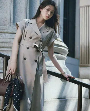 인기 내추럴 뷰티 베이직 벨트 트렌치 원피스 PS