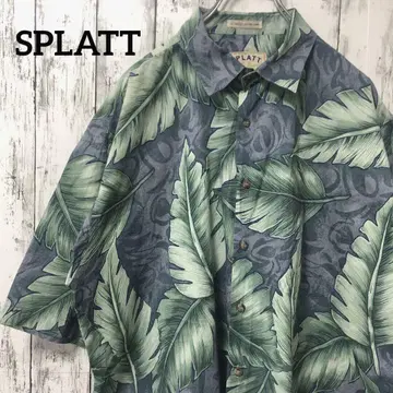 C2201 SPLATT 알로하 셔츠 코튼 반팔 보타니컬 잎 패턴