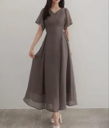 CENEA 2way V넥 시어 코르셋 원피스 차콜 그레이 L