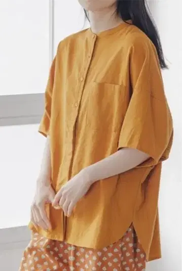 studio CLIP 접촉 냉감 밴드 카라 돌먼 셔츠 * 오렌지 스튜디오