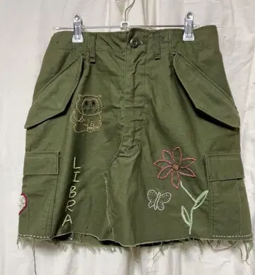 70년대 리메이크 패티그 팬츠 자수 스커트 military