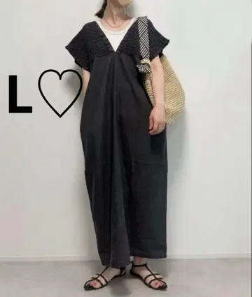 시마무라 셔링 데님 원피스 블랙 L