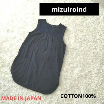 mizuiro-ind 코튼 레이스 V 넥 슬리브리스 셔츠