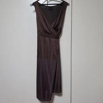 MELROSE 브라운 도트 무늬 랩 드레스
