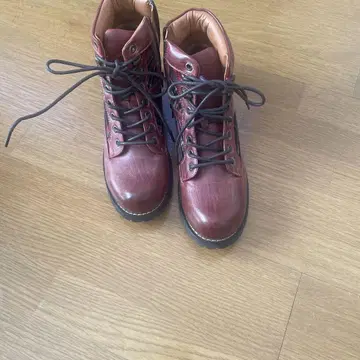 가죽 하이컷 워크 부츠 빨간색 25cm