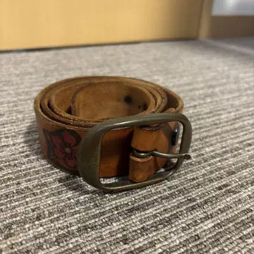 꽃무늬 가죽 벨트 브라운 약 3.5cm 폭