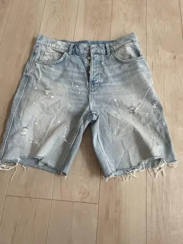 자라 데님 숏 팬츠 데미지 버뮤다