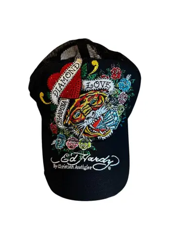 Ed Hardy 타이거 자수 캡