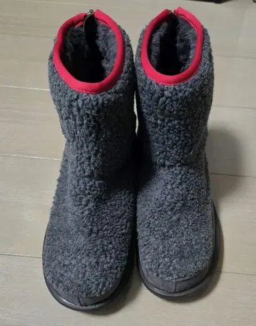 그레이 플리스 부츠 지퍼