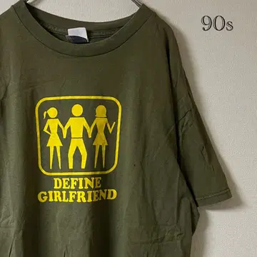 90s DEFINE GIRLFRIEND 프린트 티셔츠/L/올리브