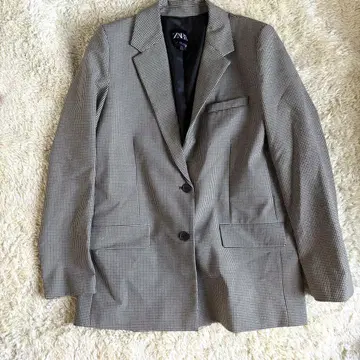 새상품급 ZARA 자라 체크 무늬 테일러드 자켓 M 전체 안감