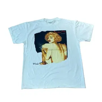 새상품 L 마돈나 Madonna 반팔 프린트 티셔츠 화이트