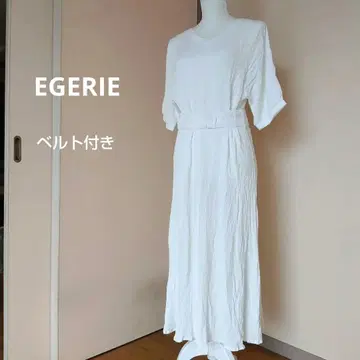 화이트 롱 원피스 허리 벨트 포함