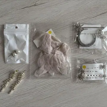 헤어핀, 귀걸이 3개 세트
