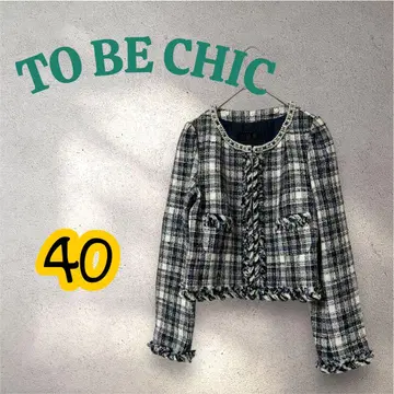TO BE CHIC 투 비 시크 체크 무늬 노카라 자켓 40