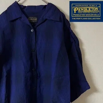 PENDLETON (펜들턴) 옴브레 오픈 카라 셔츠/F/네이비