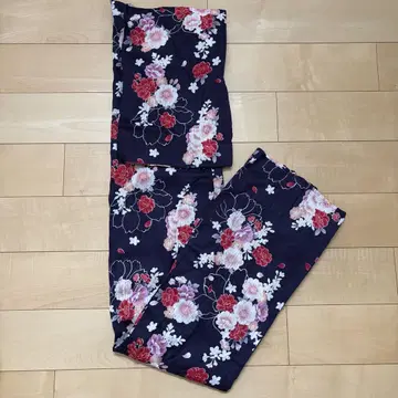 유카타 다크 네이비 꽃무늬