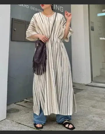 CIAOPANIC TYPY 면 린넨 허리 턱 돌먼 원피스