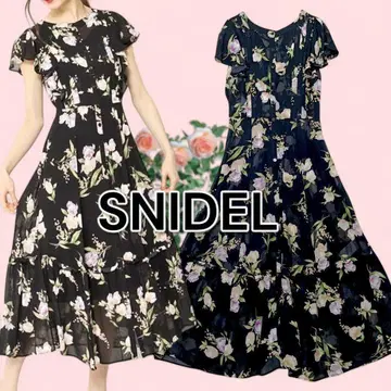 스나이델 SNIDEL 프릴 롱 원피스 꽃무늬 레이스업 프론트 오픈